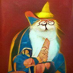 generated: a super math wizard cat, richly textured oil painting #2